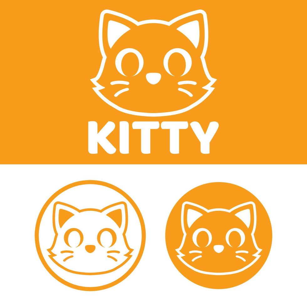 fofa kawaii cabeça gatinho gato mascote desenho animado logotipo Projeto ícone ilustração personagem vetor arte. para cada categoria do negócios, empresa, marca gostar animal comprar, produtos, rótulo, equipe, distintivo, rótulo