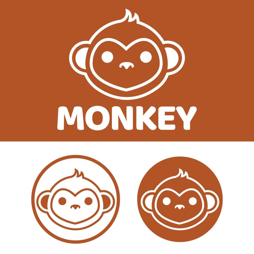 fofa kawaii cabeça macaco macaco mascote desenho animado logotipo Projeto ícone ilustração personagem vetor arte. para cada categoria do negócios, empresa, marca gostar animal comprar, produtos, rótulo, equipe, distintivo, rótulo