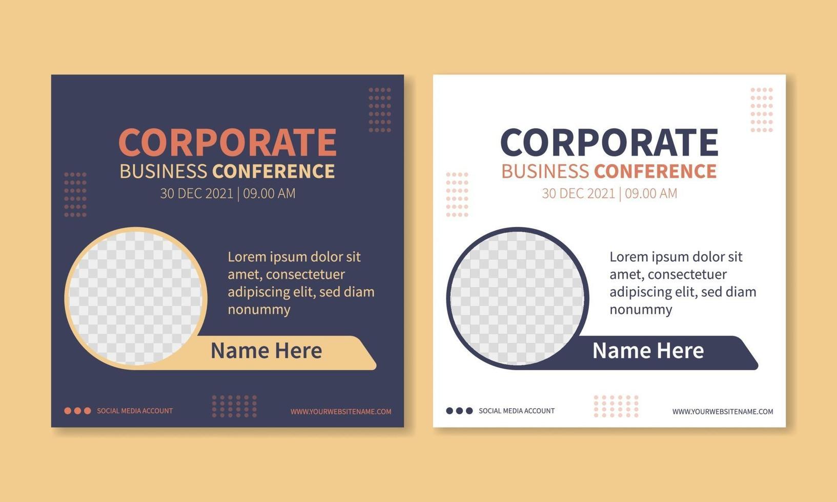 conjunto de design de banner de modelo de postagem de mídia social de conferência de negócios corporativos. publicidade de promoção online vetor