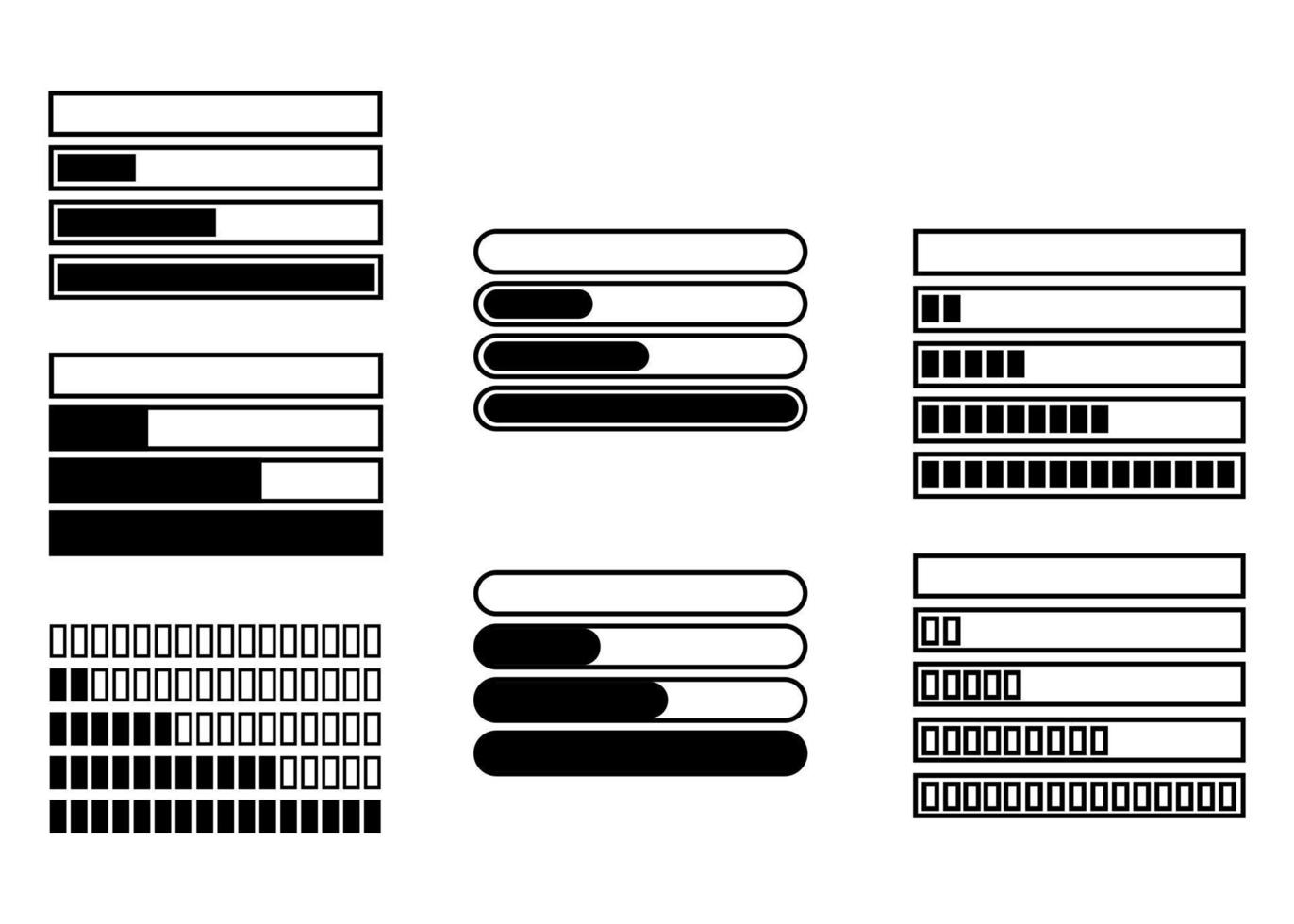 conjunto de ícones da barra de carregamento. interface do usuário de progresso para app web, ilustração vetorial de estilo plano de design simples isolada vetor