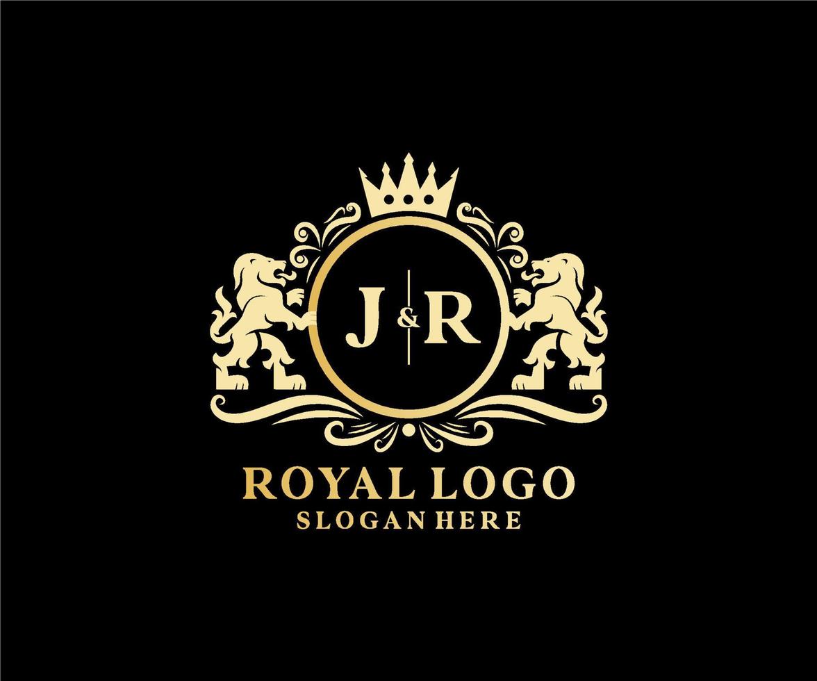 inicial jr carta leão modelo de logotipo de luxo real em arte vetorial para restaurante, realeza, boutique, café, hotel, heráldica, joias, moda e outras ilustrações vetoriais. vetor