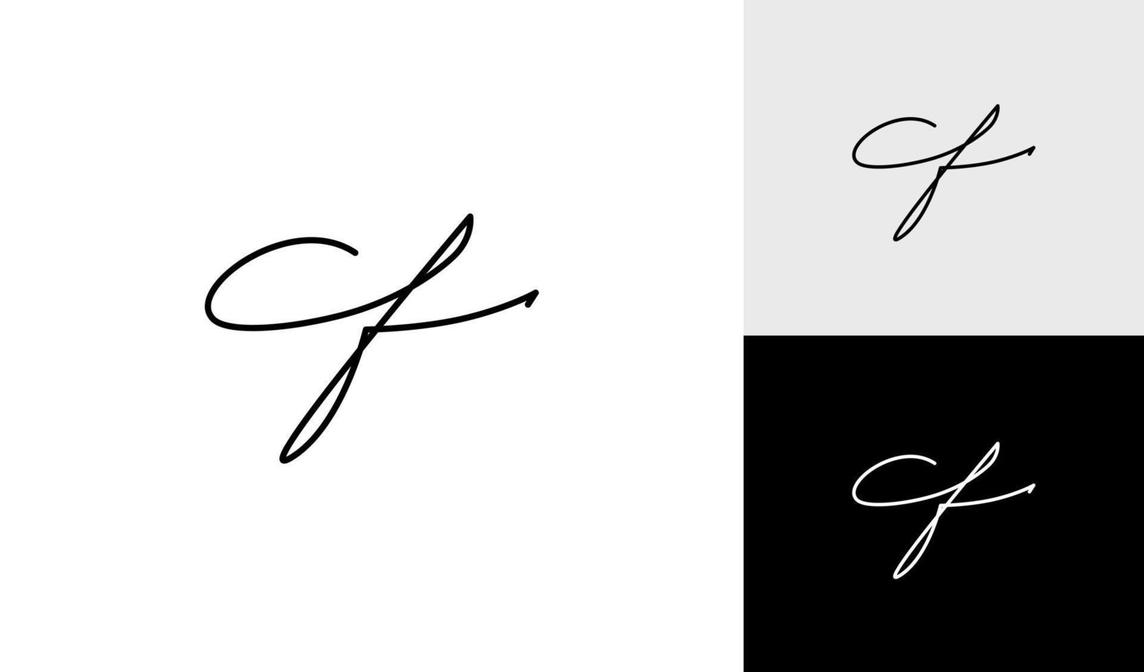 simples e minimalista caligrafia cf monograma logotipo vetor