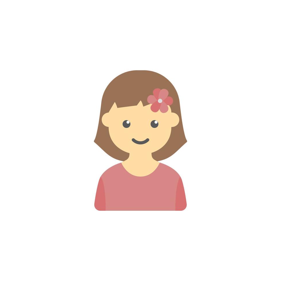 avatar do menina com flor dentro cabelo colori vetor ícone