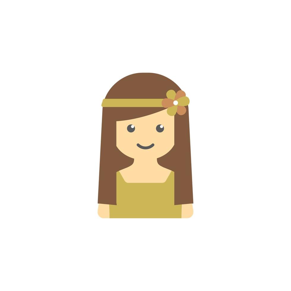 avatar do menina com flor dentro cabelo colori vetor ícone