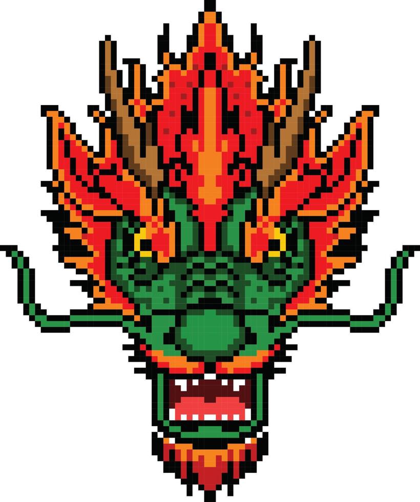 Dragão pixelizada ícone vetor ilustração projeto, pixel arte conjunto isolado vôo monstro