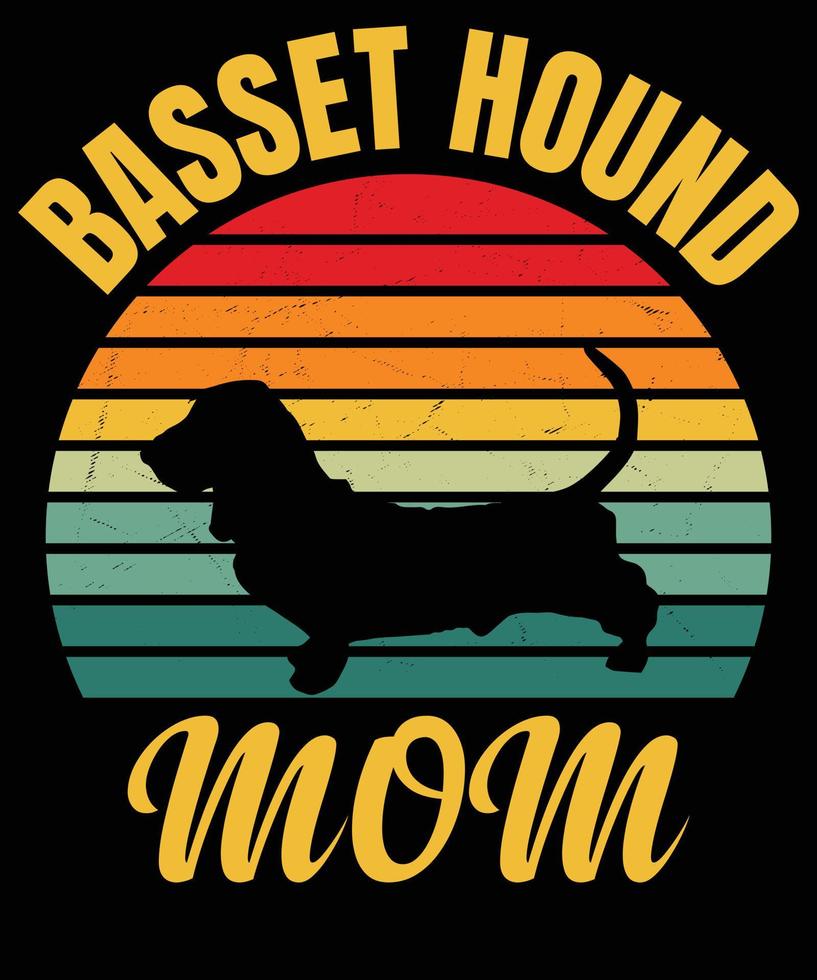 basset cão de caça mãe vintage, mãe dia camiseta Projeto vetor