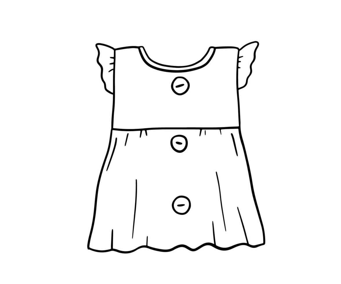 infantil fofa vestir doodle. esboço esboço bebê menina roupas isolado em branco vetor