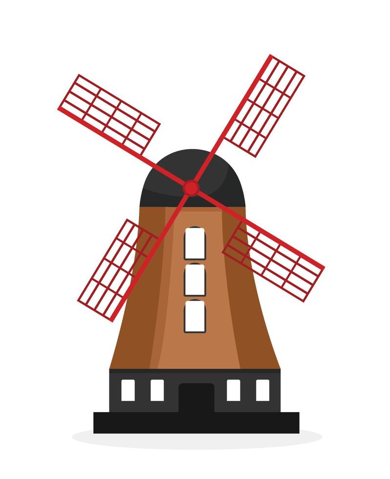 Países Baixos moinho de vento. famoso ponto de referência vetor