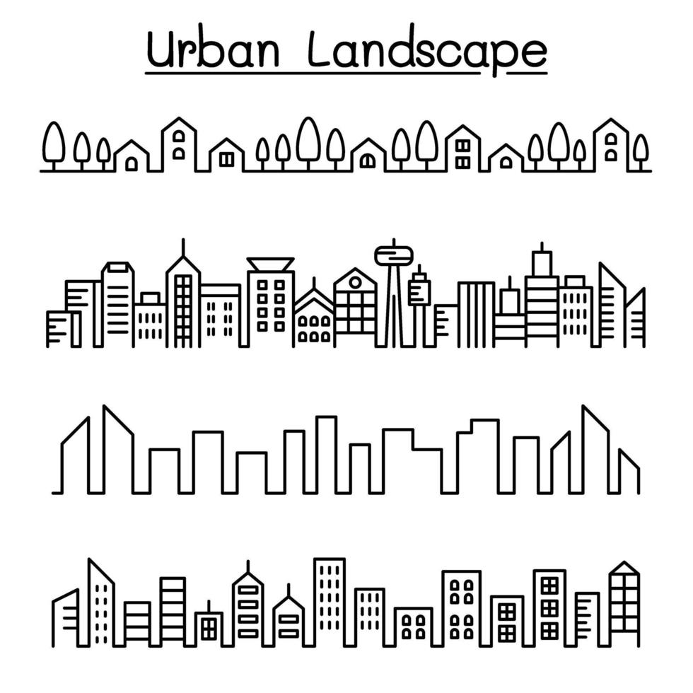paisagem urbana, ilustração vetorial do horizonte da cidade design gráfico vetor