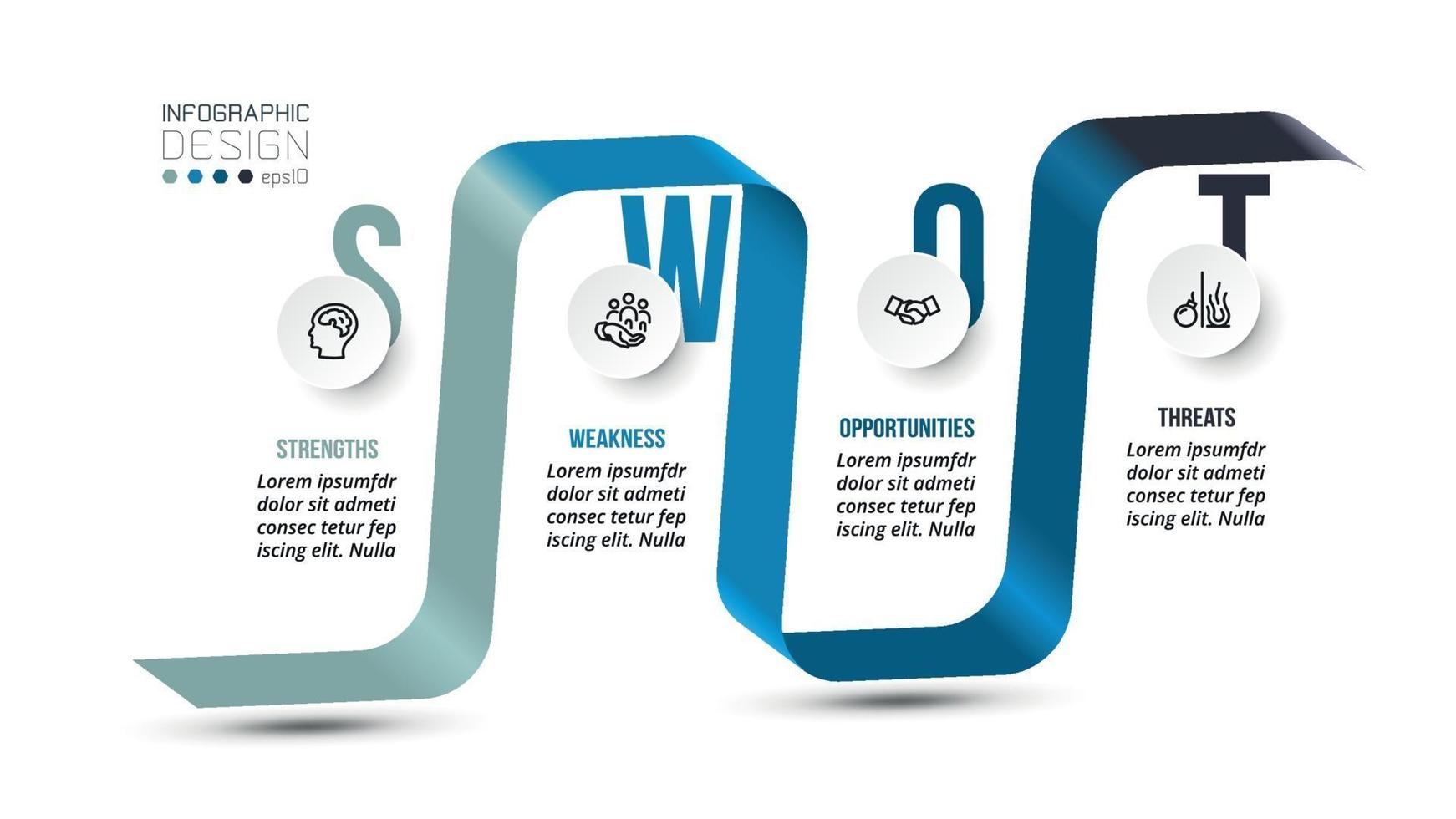 negócio de análise swot ou modelo de infográfico de marketing. vetor