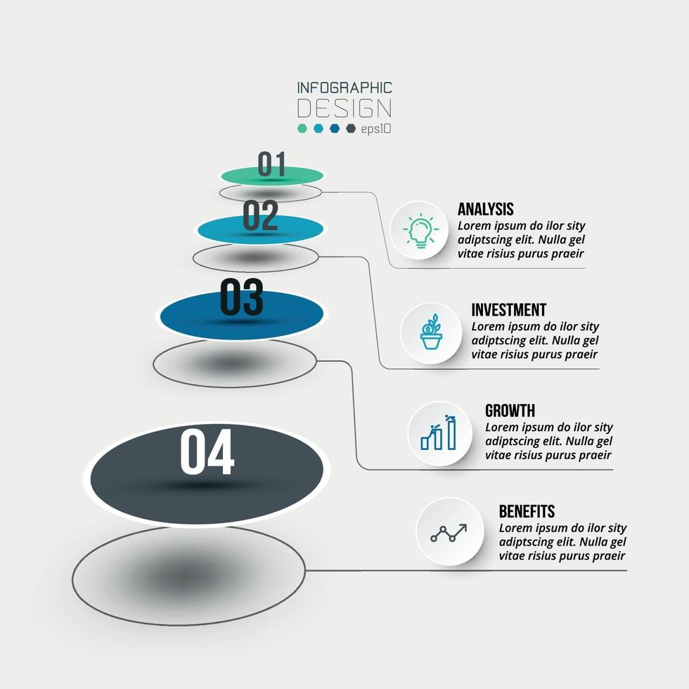 Modelo de infográfico de fluxo de trabalho de processo de 4 etapas. vetor