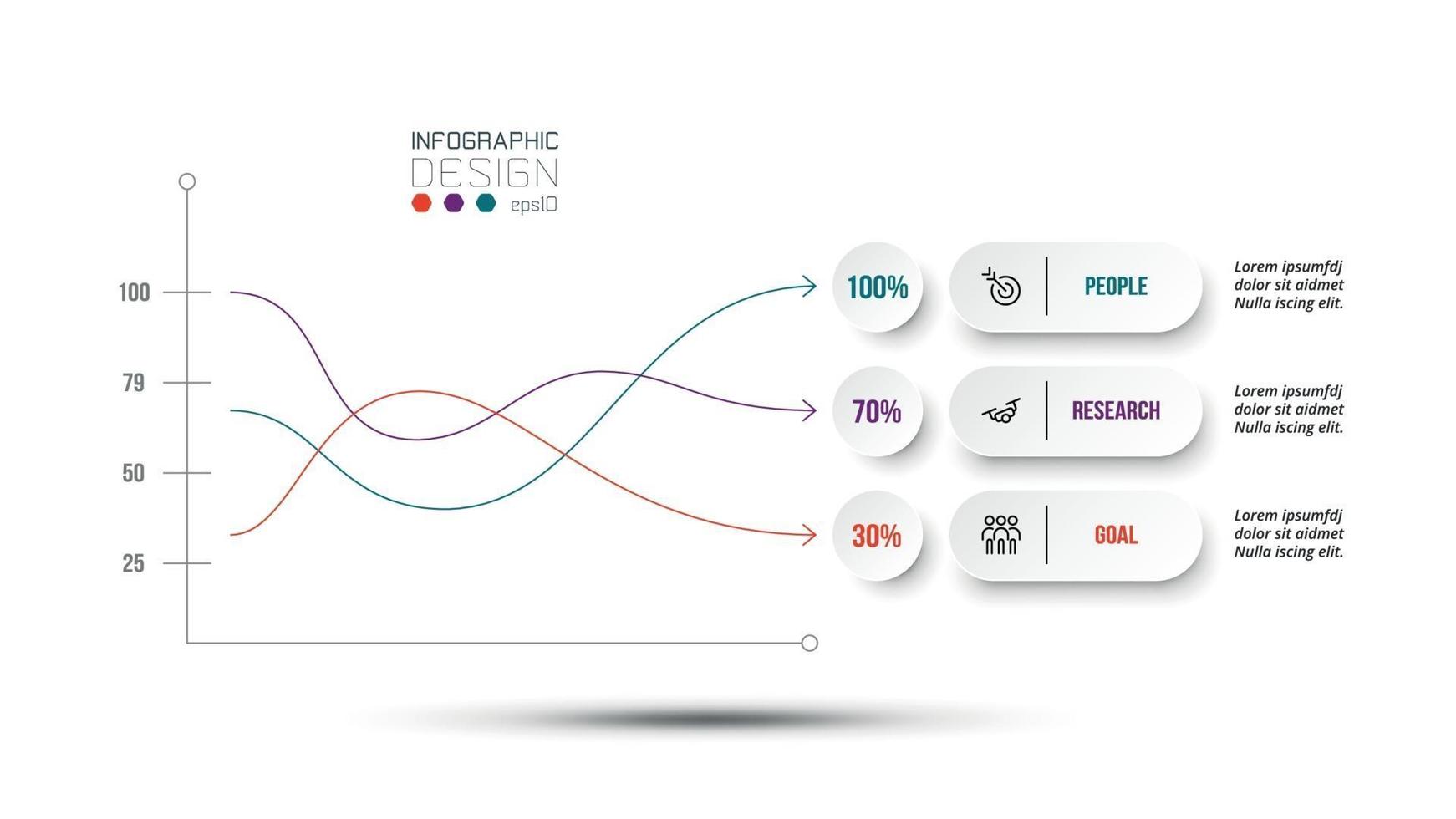 modelo de infográfico de conceito de negócio com opção de porcentagem. vetor