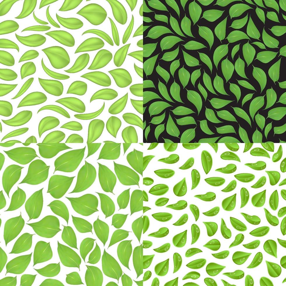 conjunto de padrões sem emenda de folhas em estilos diferentes. vetor