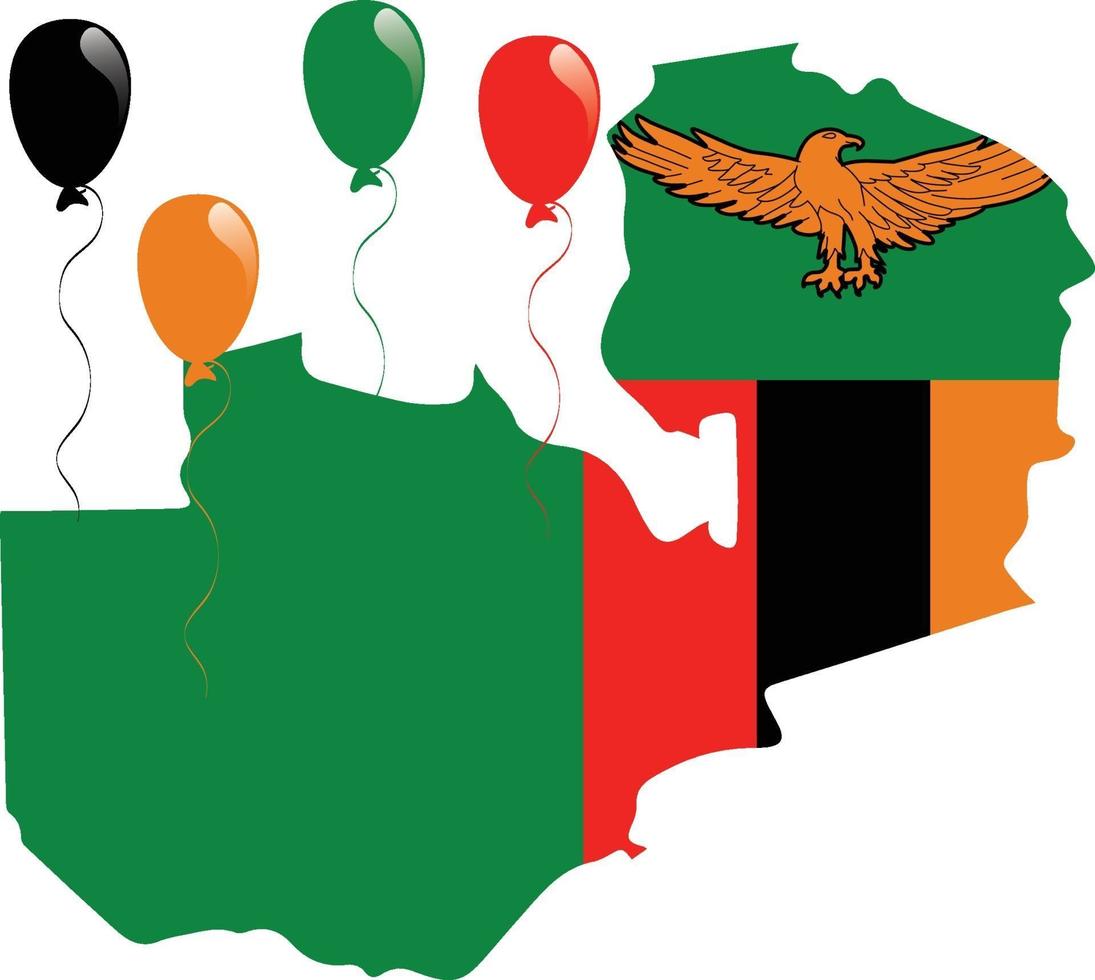 bandeira do mapa da zâmbia vetor