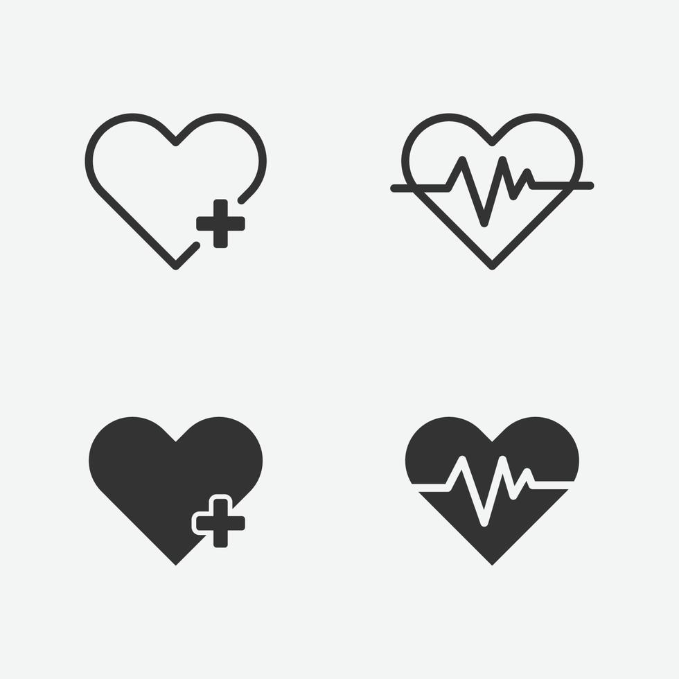 conjunto de ícone isolado de vetor de coração médico para web