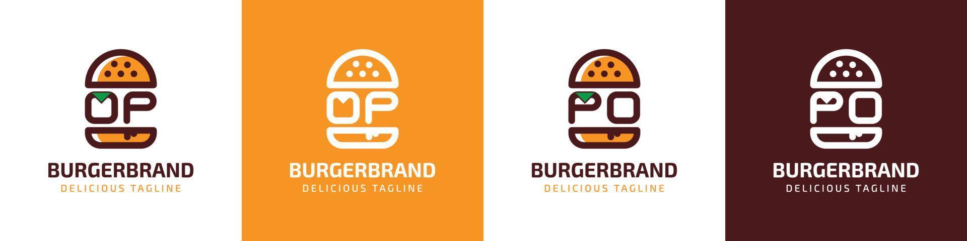 carta op e po hamburguer logotipo, adequado para qualquer o negócio relacionado para hamburguer com op ou po iniciais. vetor