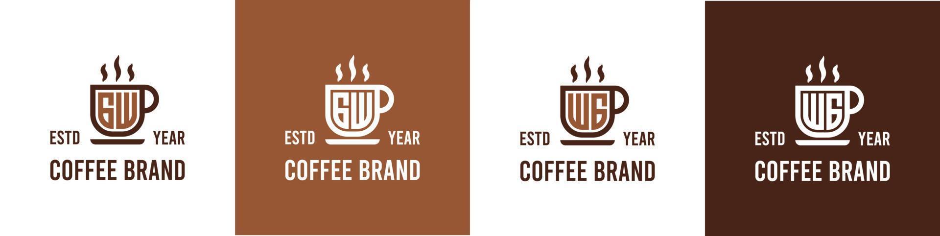 carta gw e wg café logotipo, adequado para qualquer o negócio relacionado para café, chá, ou de outros com gw ou wg iniciais. vetor