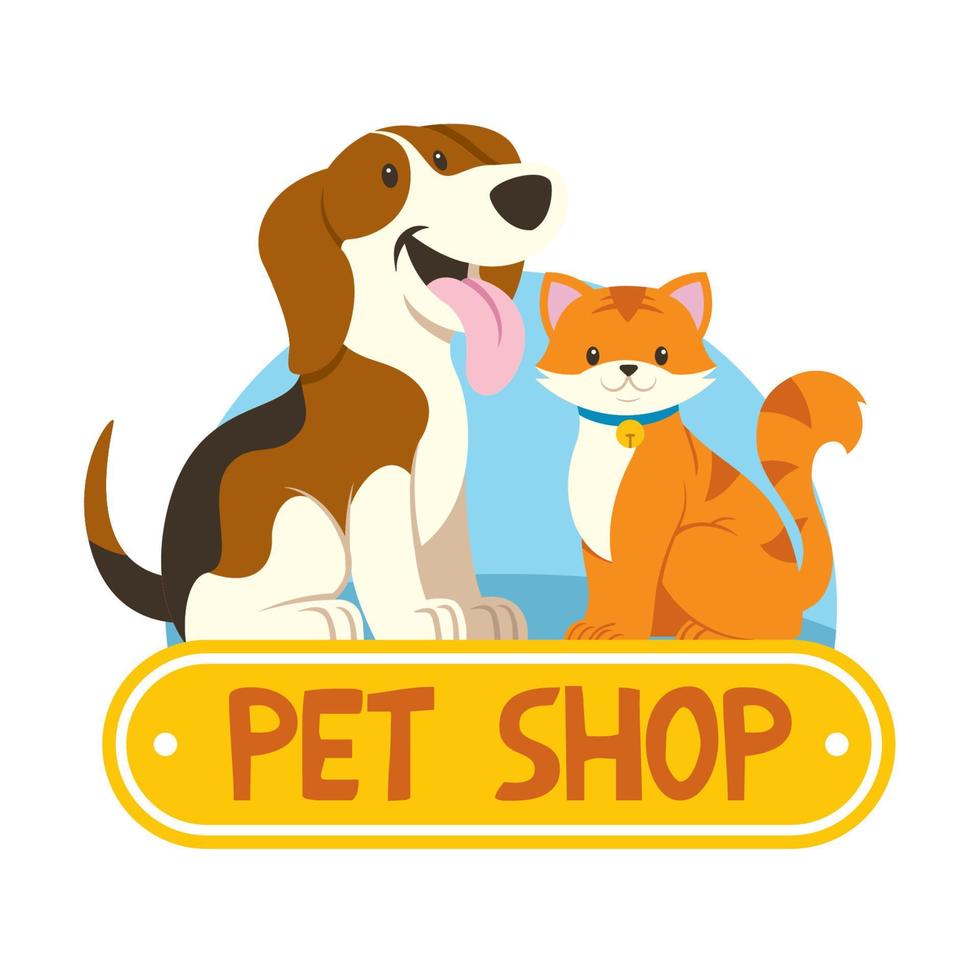 petshop Projeto com gato e cachorro vetor