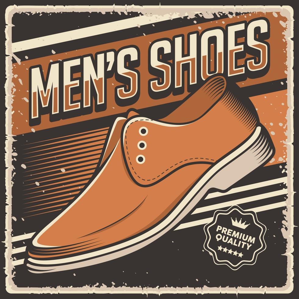 cartaz retro vintage sapatos masculinos vetor