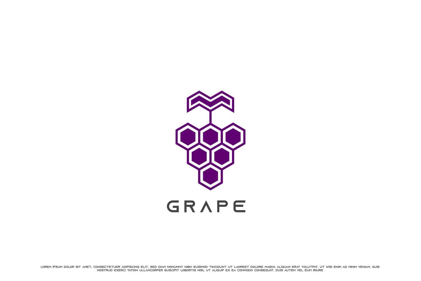 uva vinho hexágono logotipo Projeto ilustração. roxa hexágono vinho videira uva baga álcool fruta beber simples minimalista Projeto. criativo idéia moderno fruta o negócio ícone Projeto. vetor