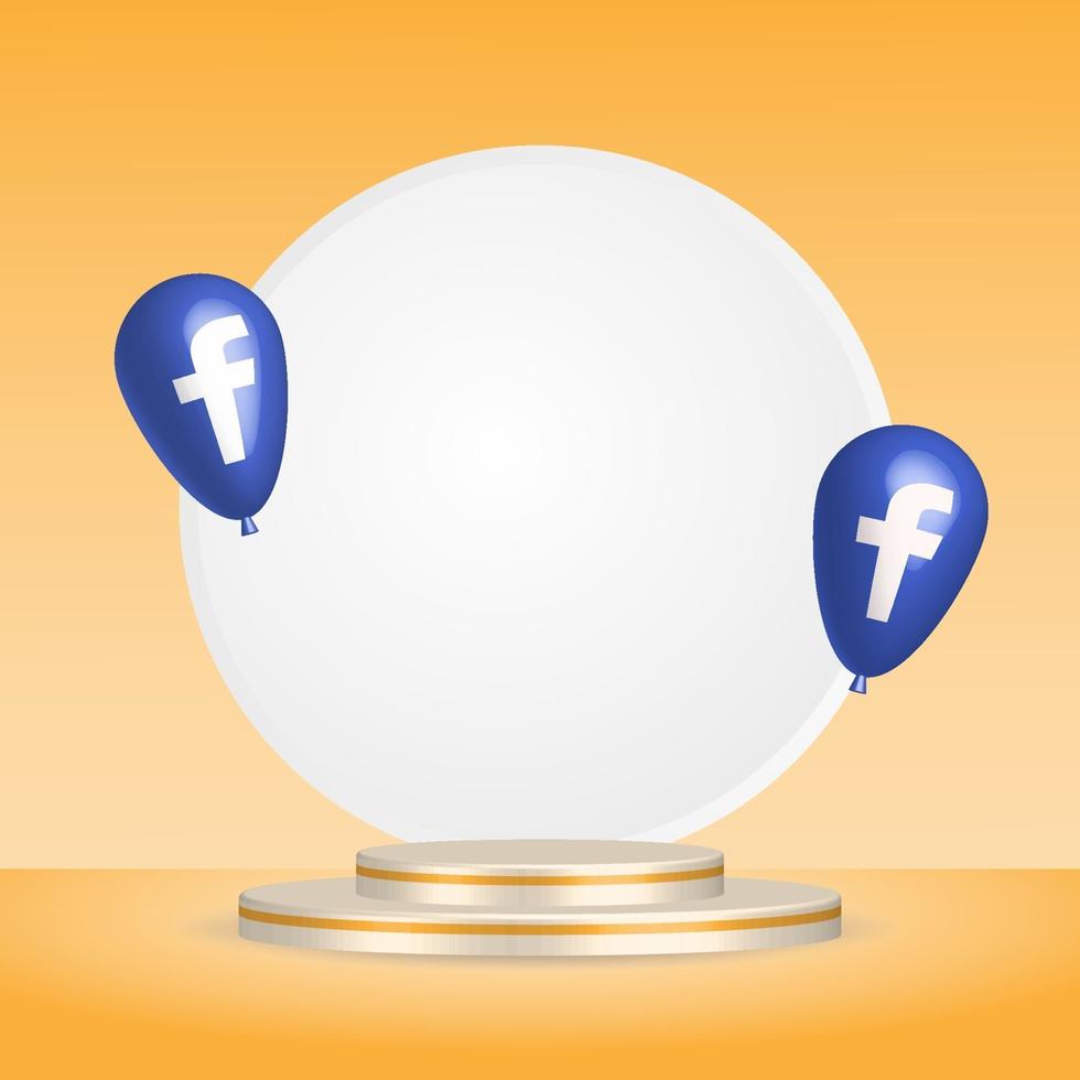 ícones de balão do Facebook ao redor do pódio vetor