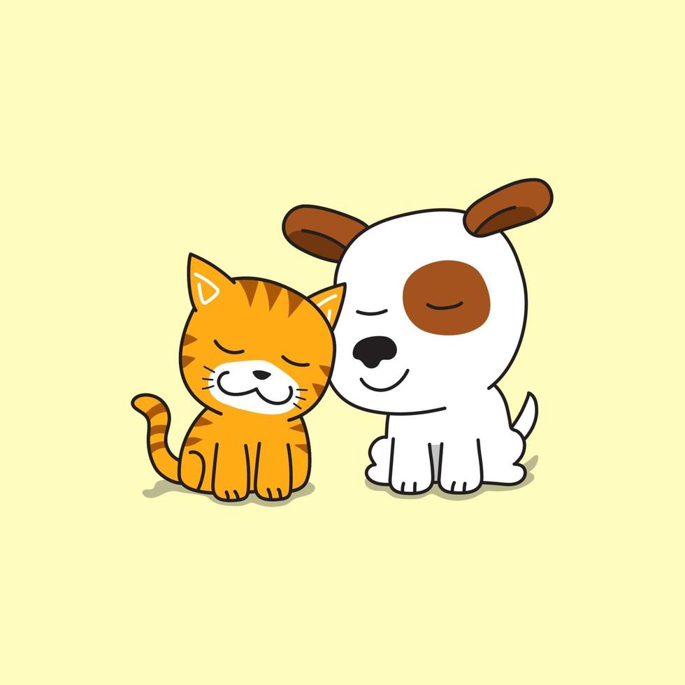 vector cartoon personagem gato e cachorro fofos