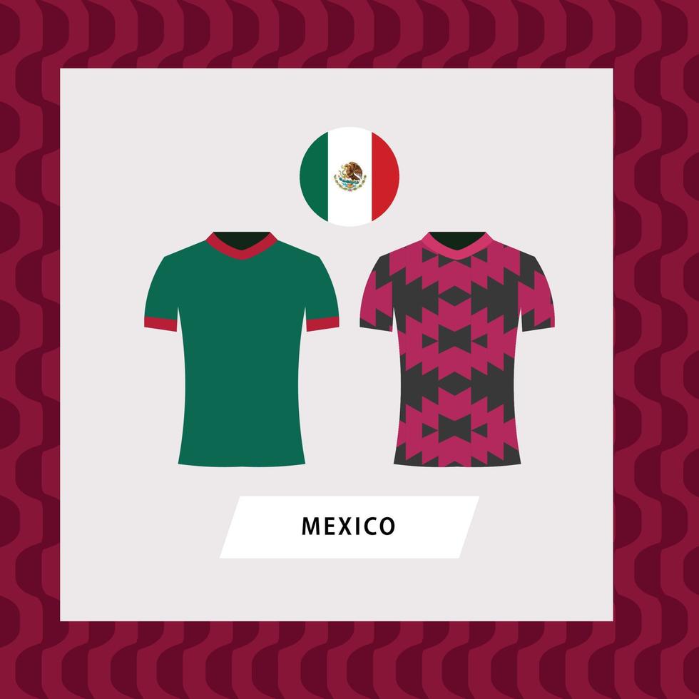 México futebol nacional equipe uniforme plano ilustração. norte americano futebol equipe. vetor