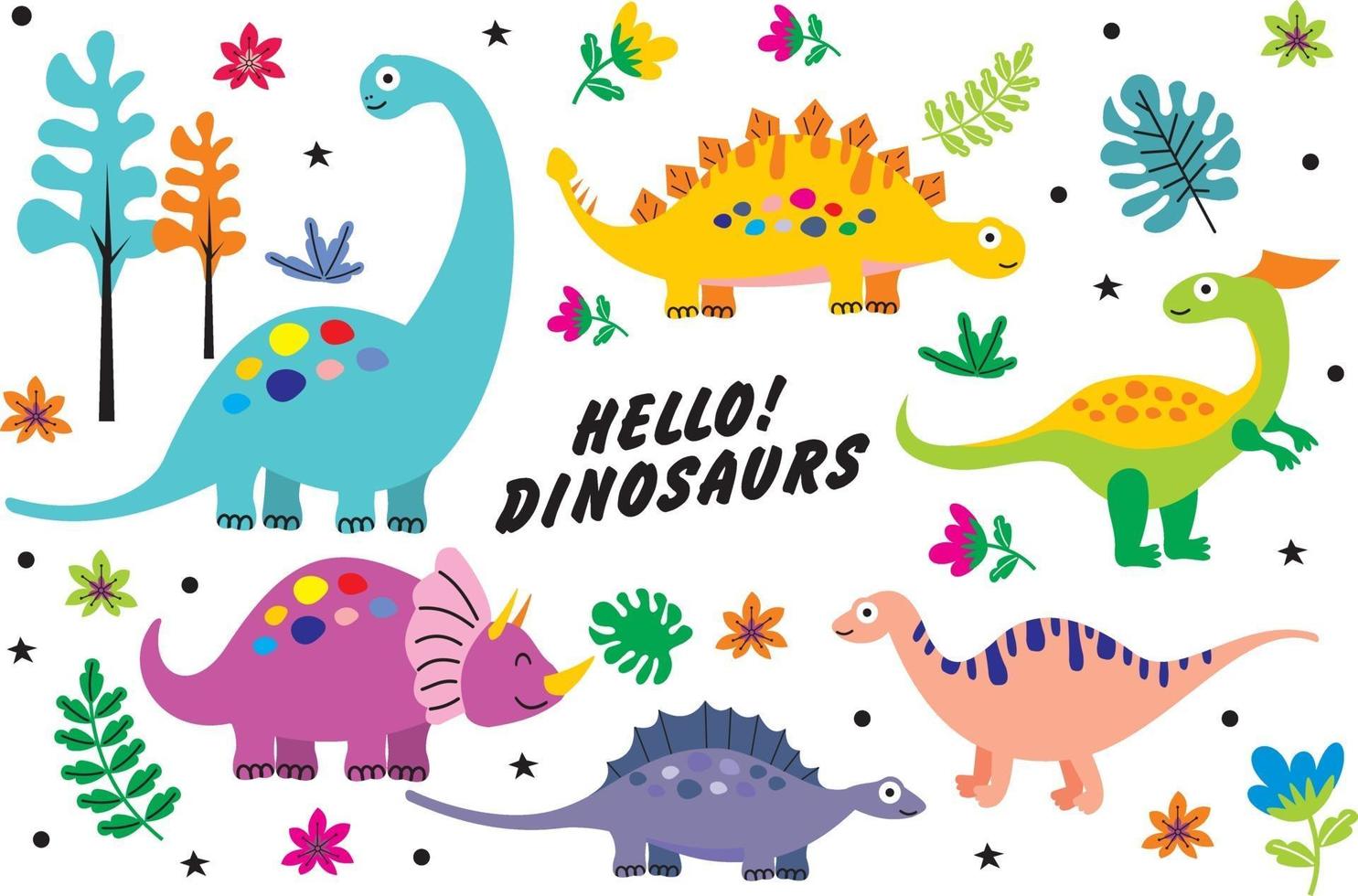 vetor de dinossauros bonitos dos desenhos animados. eps 10
