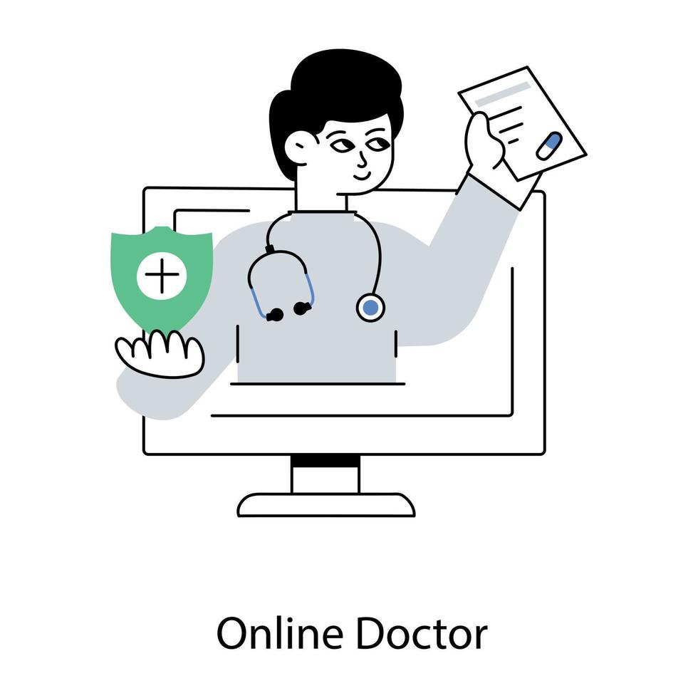 médico on-line da moda vetor