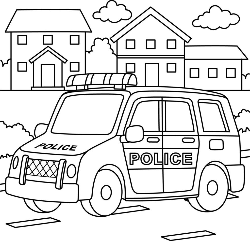 carro de polícia para colorir para crianças vetor