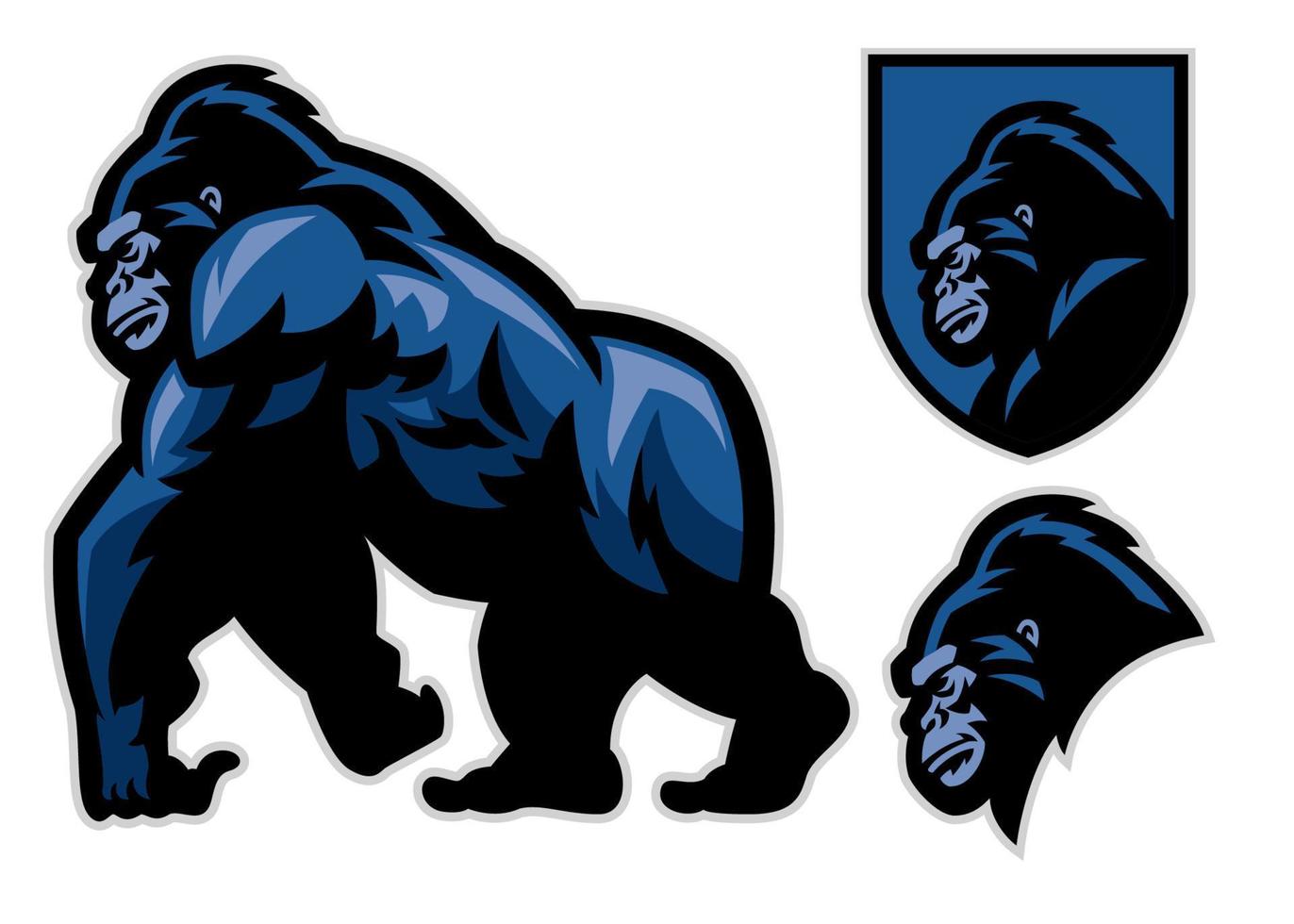 mascote gorila caminhando esporte esport logotipo vetor