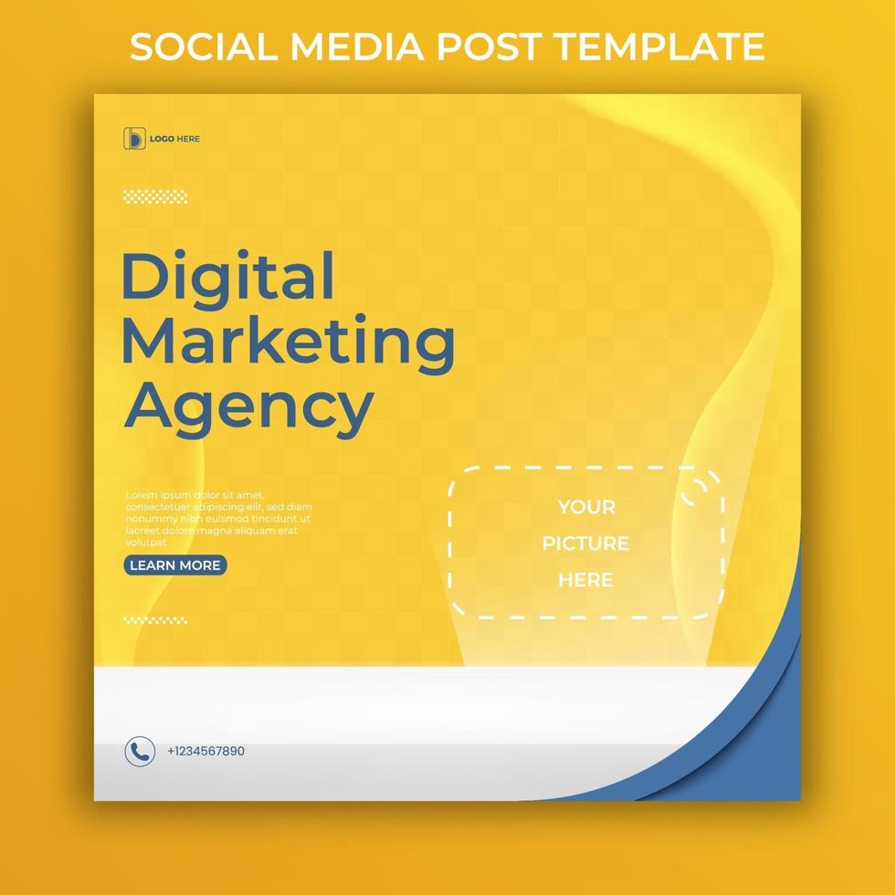 modelo de banner de mídia social de agência de marketing digital. postagem editável em mídia social para empresas. vetor