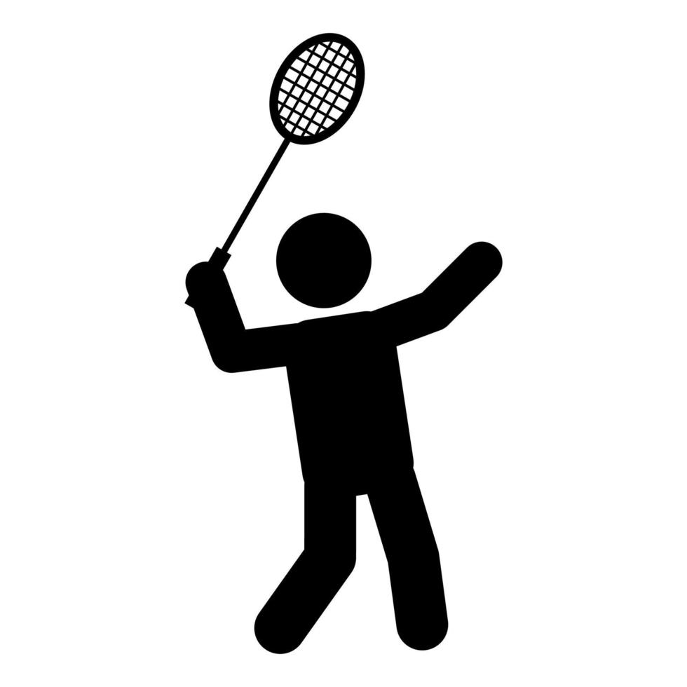 bastão figura ou pictograma representação do badminton esporte vetor