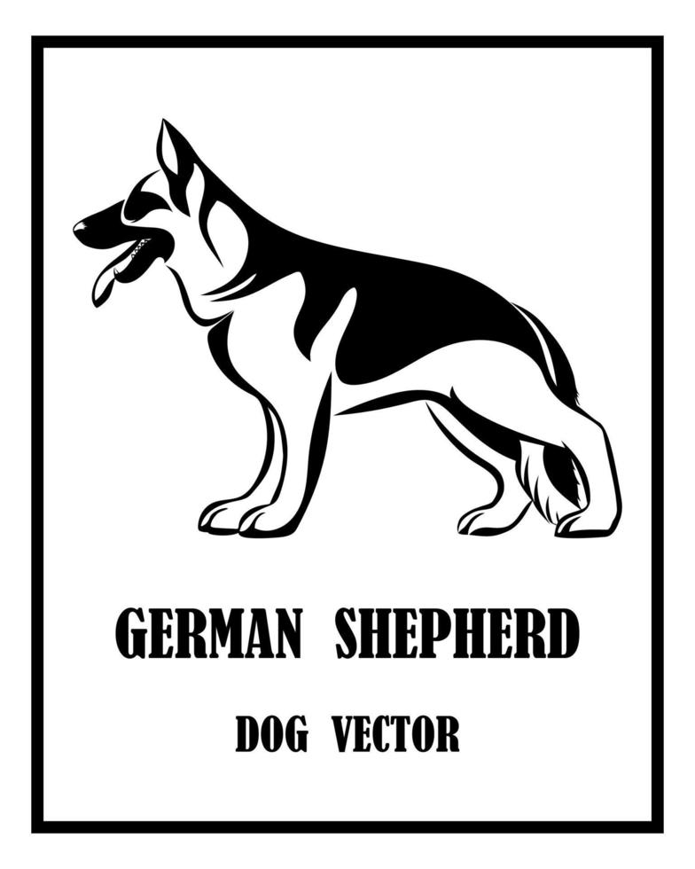 cão pastor alemão preto e branco eps 10 vetor