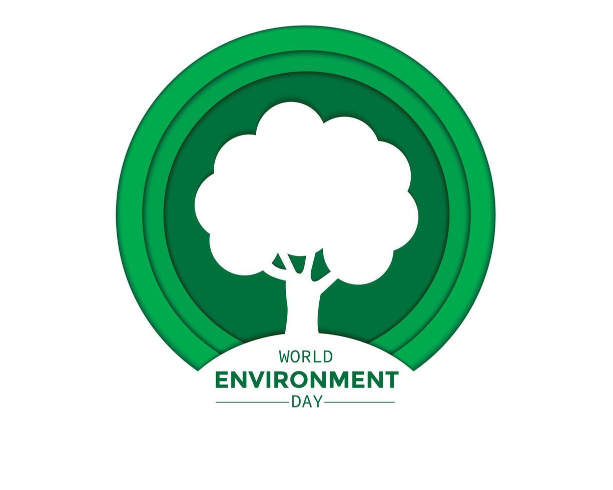 papel do dia do meio ambiente mundial com árvore vetor