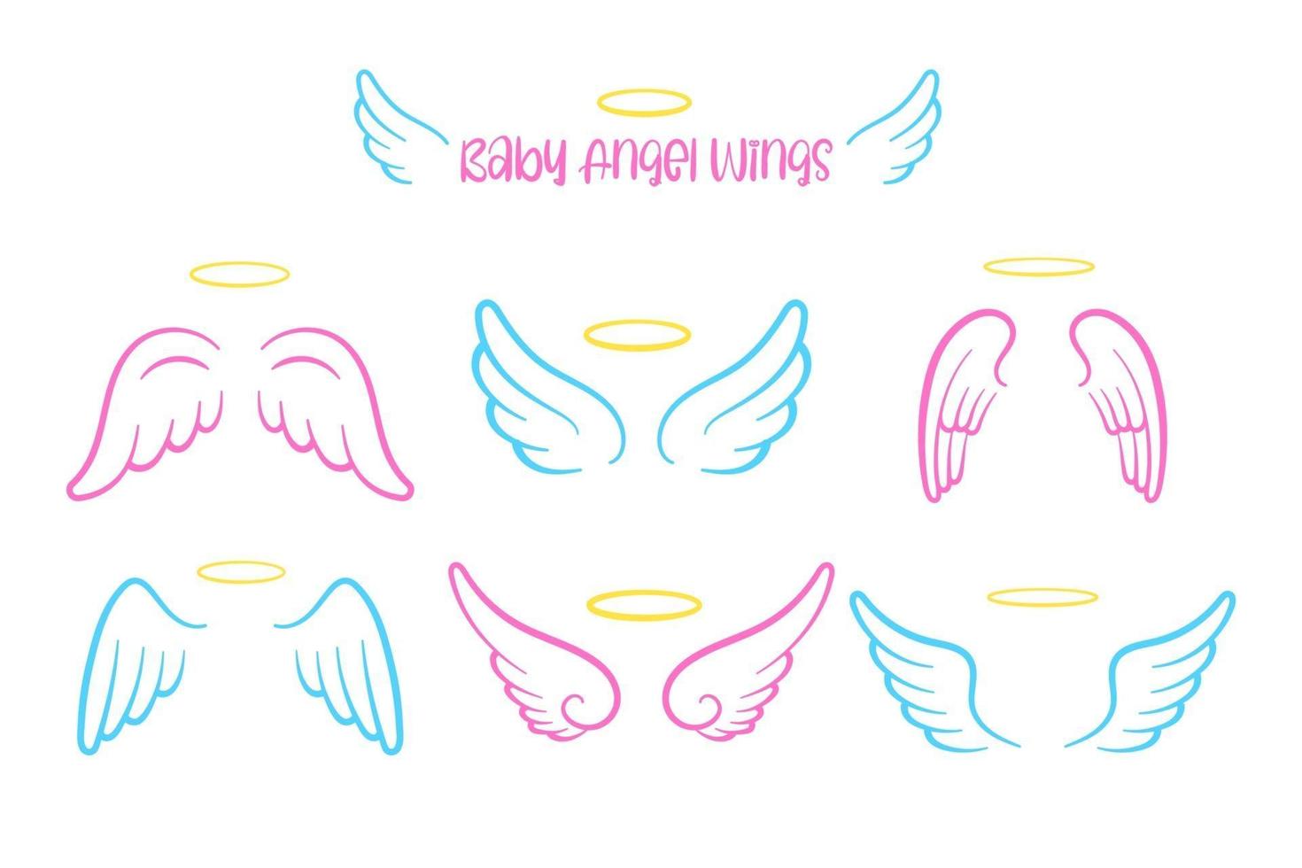 design de asas de anjo e bonito anel de cabeça para crianças. isolado em fundo branco vetor