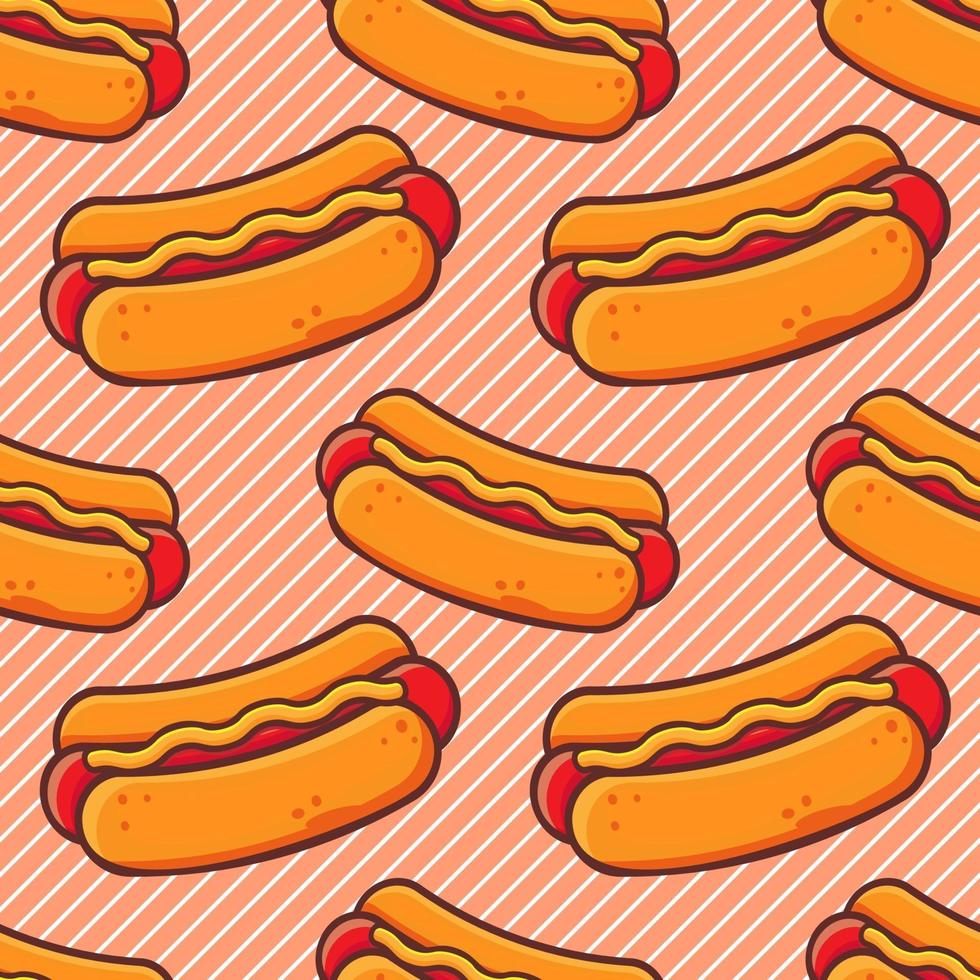 ilustração de padrão sem emenda de cachorro-quente fast food vetor