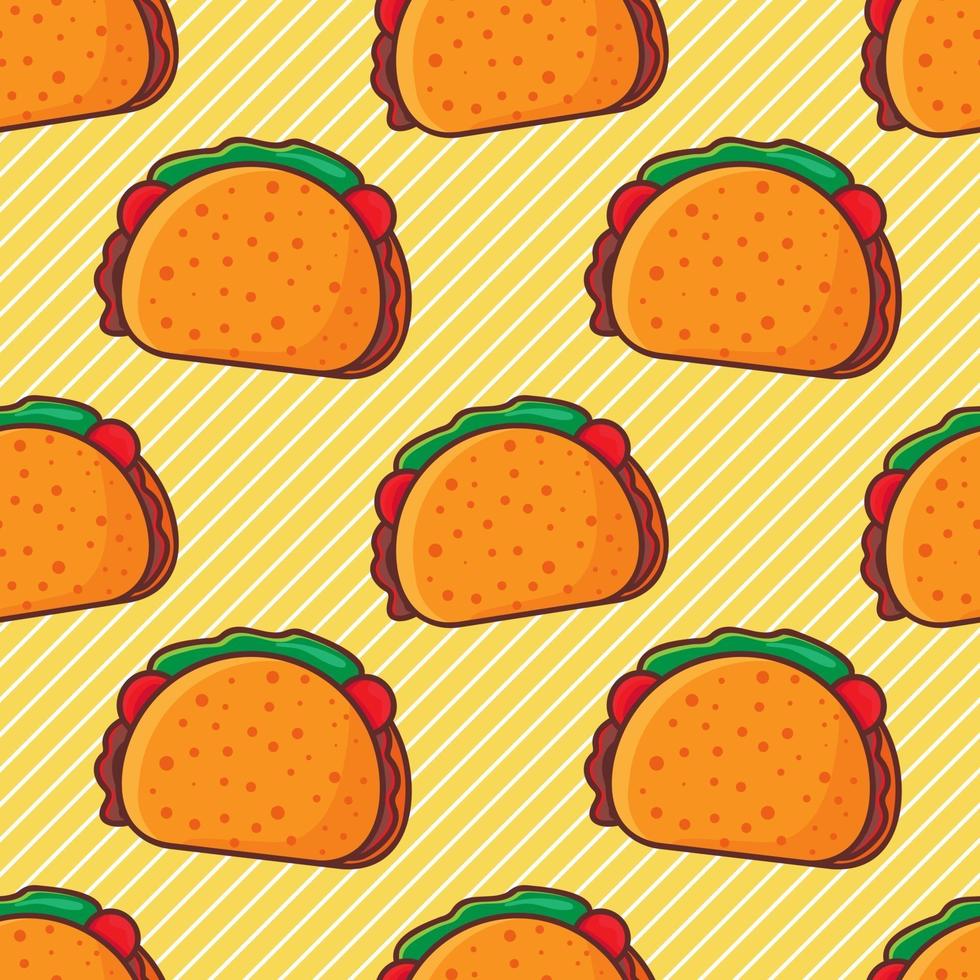 ilustração de padrão sem emenda de comida de tacos vetor