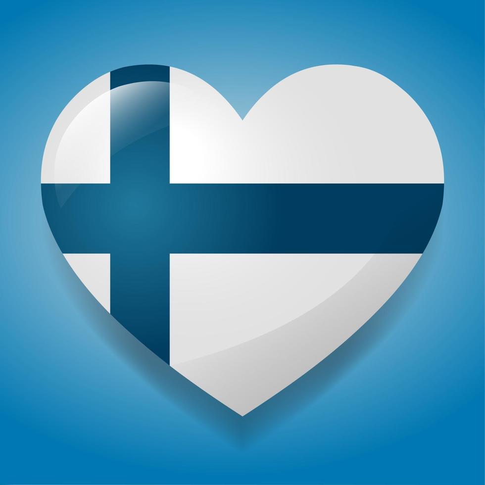 coração com ilustração do símbolo isolado da bandeira da Finlândia vetor