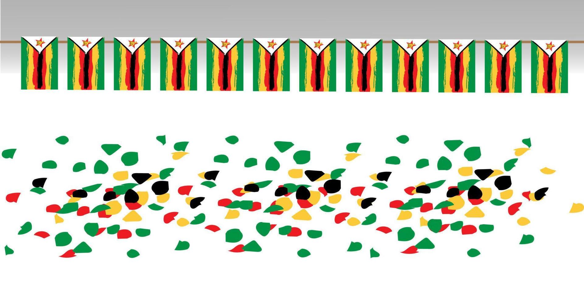 Zimbábue independência dia, decoração confete e bandeiras vetor