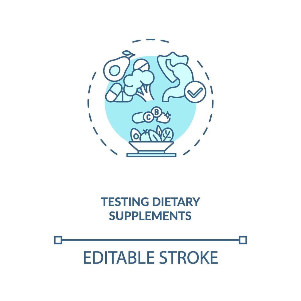 ícone do conceito de teste de suplementos dietéticos vetor