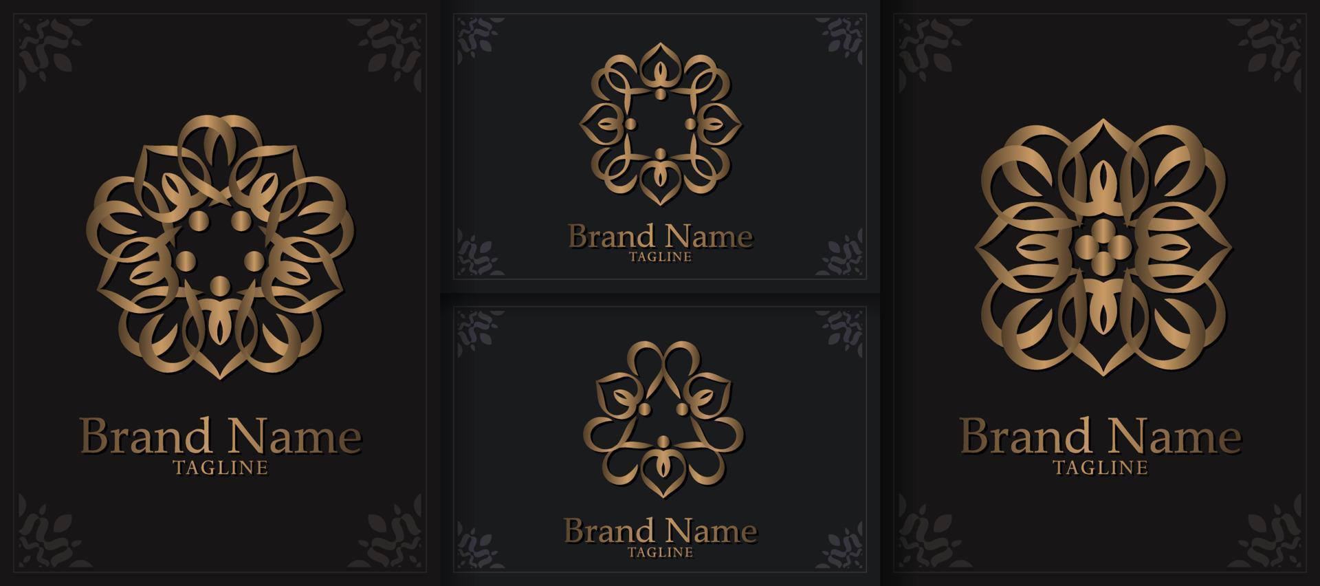 conjunto de ornamento logotipo linha arte estilo luxo vetor