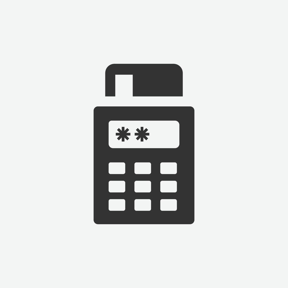 ícone de cartão de crédito de pagamento, pagamento, pos, ilustração em vetor símbolo terminal para aplicativo web e mobil em fundo cinza
