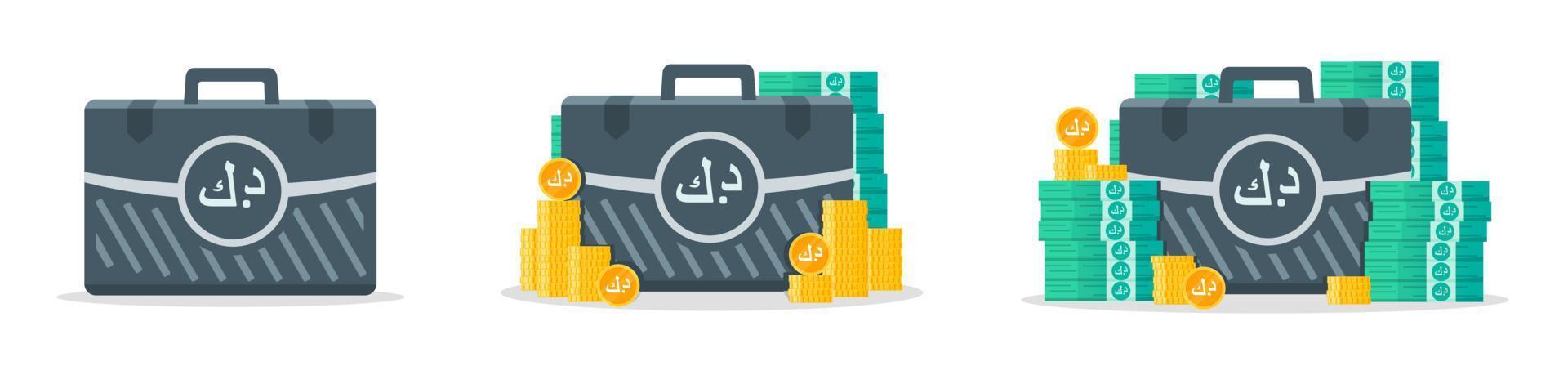 kuwaiti dinar dinheiro caso ícones vetor