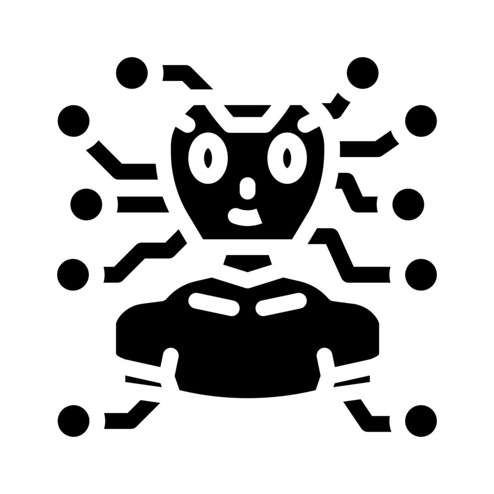 artificial bate-papo robô glifo ícone vetor ilustração