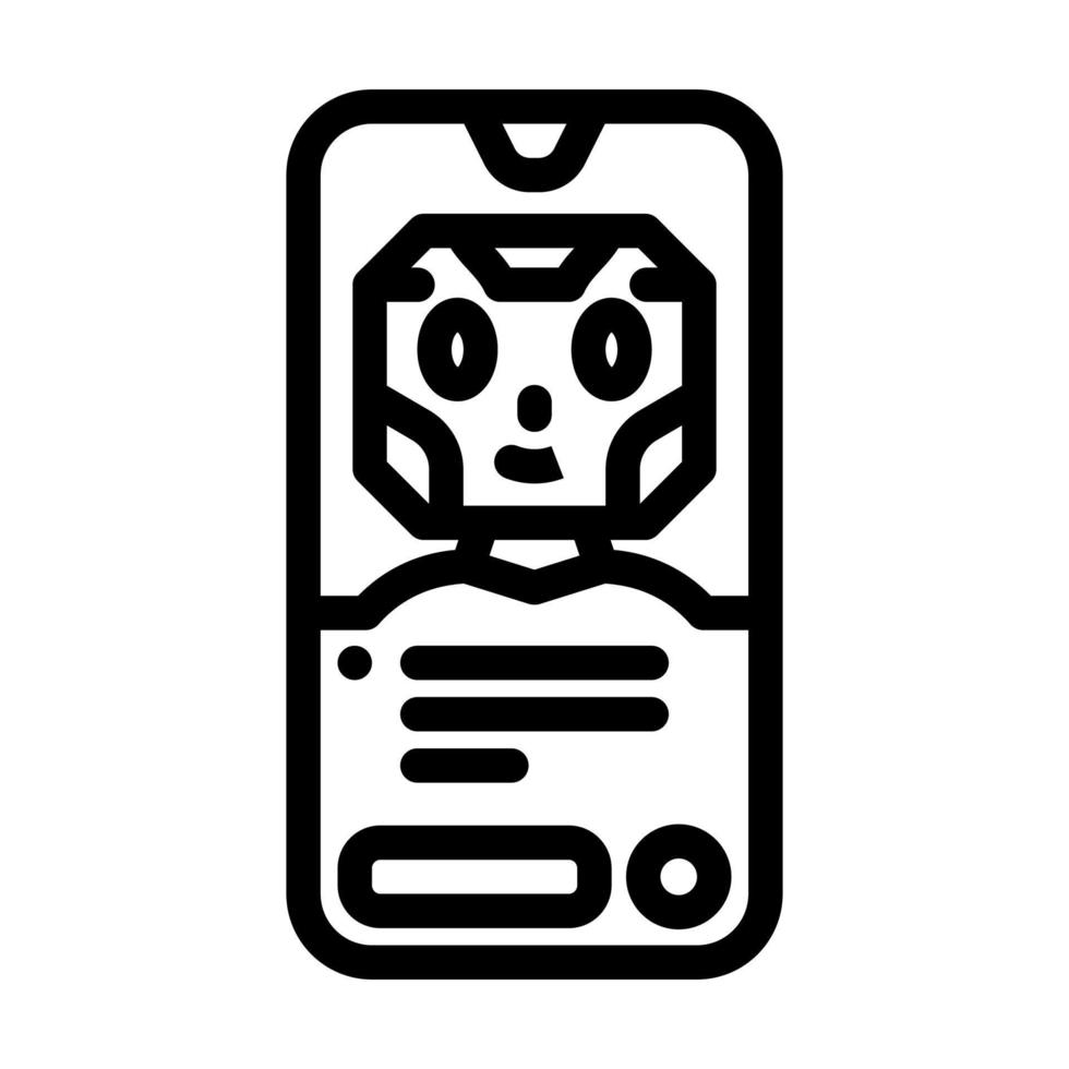 Móvel bate-papo robô linha ícone vetor ilustração