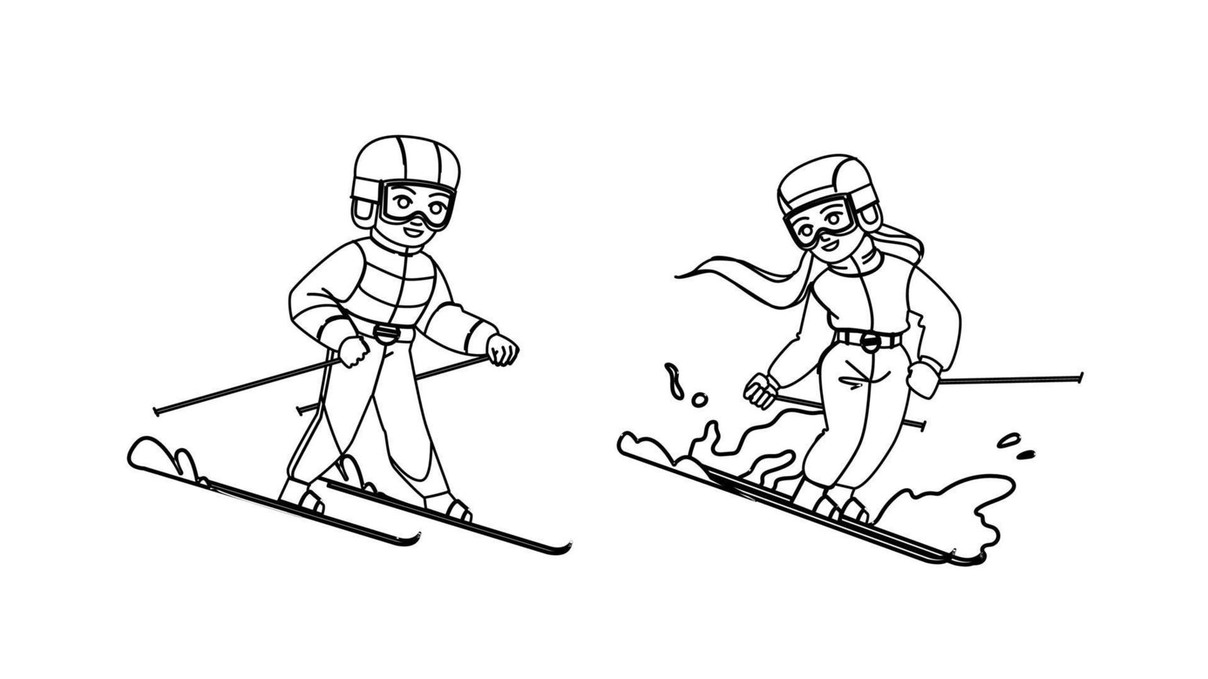 criança esquiar vetor