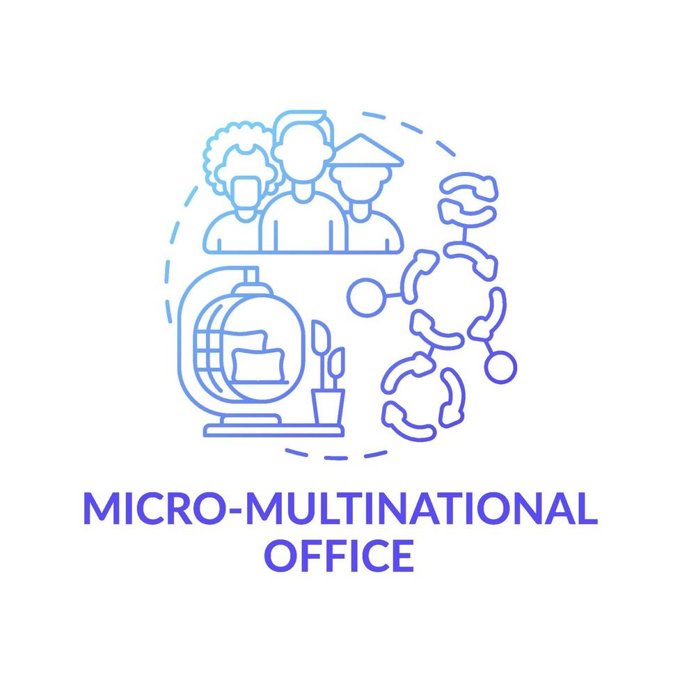 ícone do conceito de escritório micro-multinacional vetor