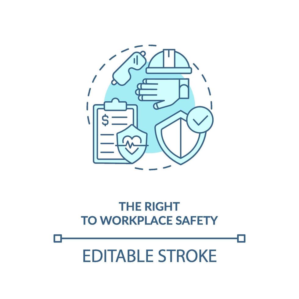 o direito ao ícone do conceito azul de segurança no trabalho vetor