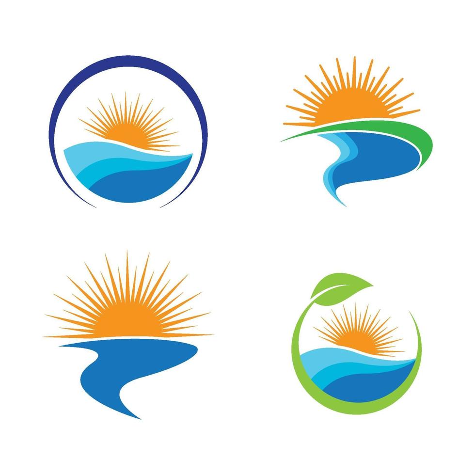 imagens do logotipo da praia do pôr do sol vetor